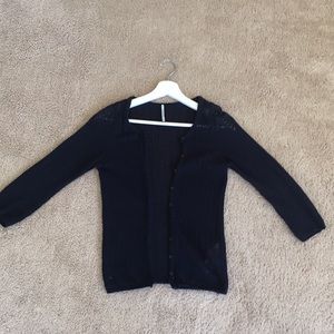 Navy open knit cardigan